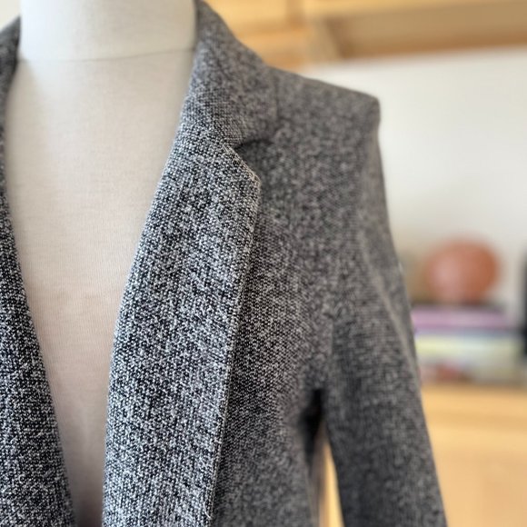 TOPSHOP Gray Stretch Knit Open Front Blazer Jacket - Picture 3 of 9